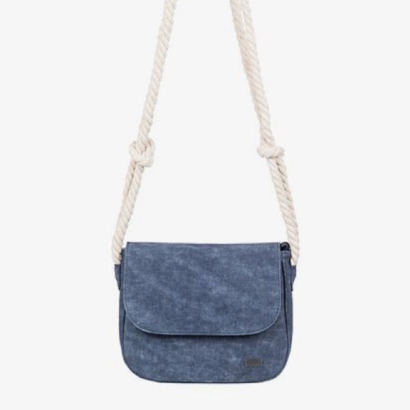 Roxy When We Move Small Crossbody Bag Purse - Blue - Faux Leather W/ Rope Strap - Picture 3 of 11